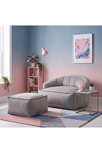 BRANNA HOME Popcorn Tekli Sünger Koltuk ve Puf Set - Tek Kişilik TV ve Oyun K...