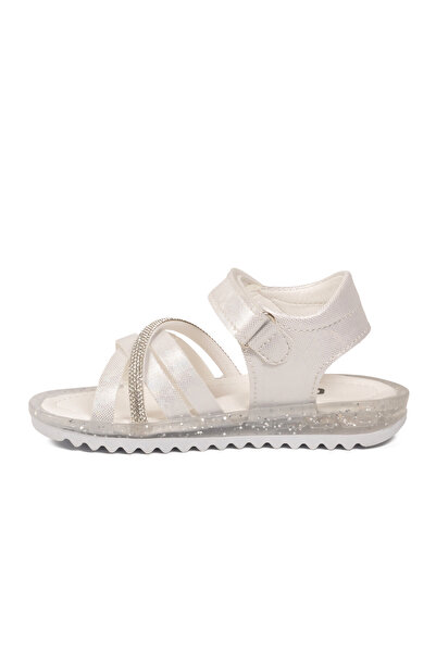 Cool White Stone Detailed Velcro Baby Sandals Maya B