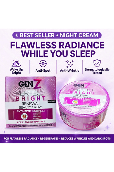 GenZ Gen Z Nature Beauty Perfect Bright Renewal Night Cream | Niacinamide, Re...
