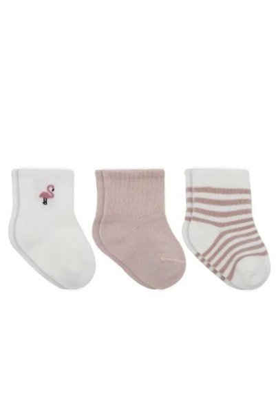 Bistyle Flamingo Girl 3-Piece Combed Cotton Socks 10136 Dried Rose