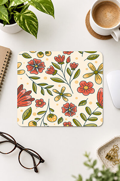 Charmbi Çiçek Desenli Gri 18 x 22 cm Procontrol Kumaş Kaymaz Tabanlı Dijital ...