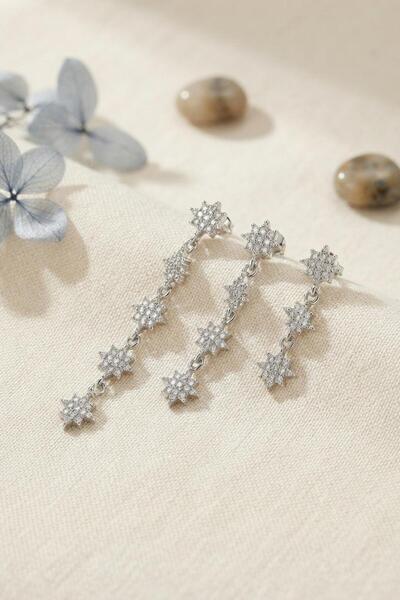 Bezos Set of 3 Earrings in Silver Color with Pole Star Detail
