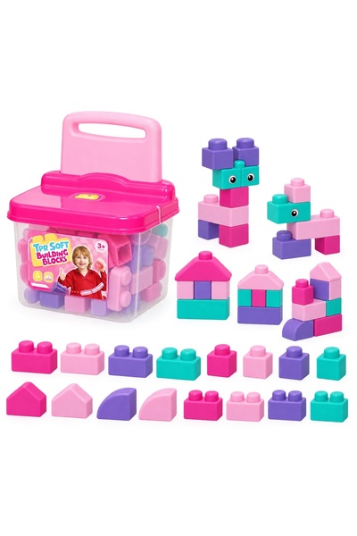 Toy Set de cuburi de construcție moi, 20 piese mari, cutie de depozitare cu f...
