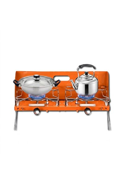 Tradeo Portable 2 Burner Gas Stove with Foldable Legs, Windshield & Adjustabl...
