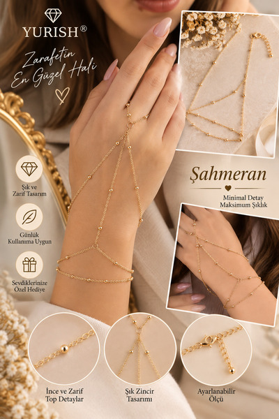 YURISH Top Row Chain Bujiteri Şahmeran Bracelet Adjustable Gold New Model