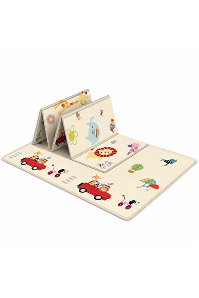 Toy Covoraș de joacă pliabil pentru copii, cu animale și vehicule, geantă inc...