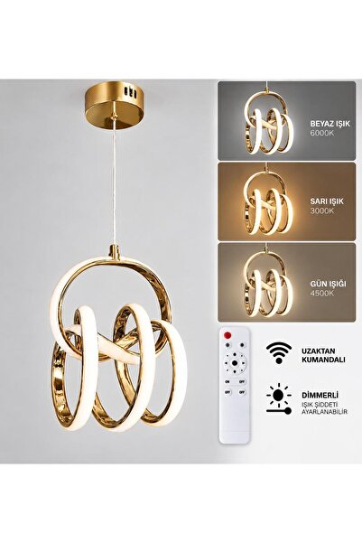 inci gold avize 3 ışık özellikli kumandalı