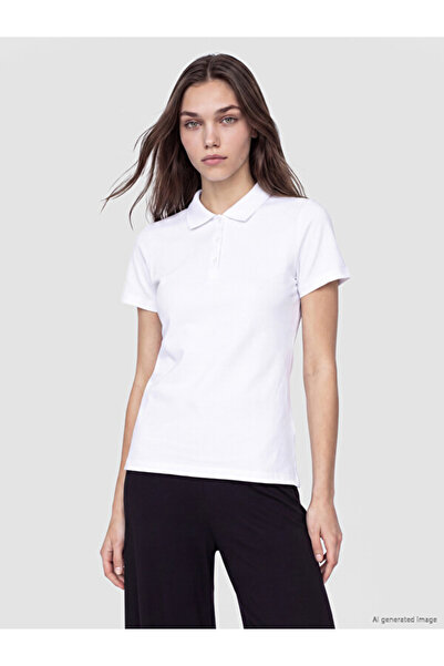 LC Waikiki Rmz Gi̇yi̇m Farkiyla Devrik Roba Collar Women's Pique T-Shirt
