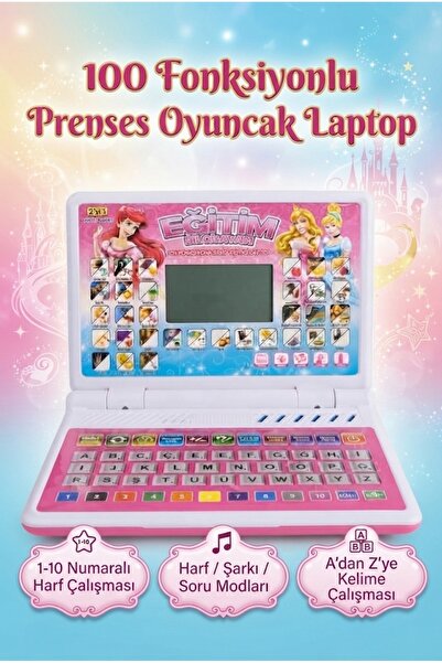 Tıfıl Toys Pembe Prenses Tasarımlı 100 Fonksiyonlu Türkçe Eğitici 2'si 1 Arad...