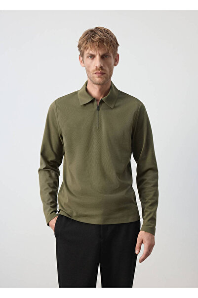 MANGO Man Thermolite® fermuarlı regular fit polo yaka kazak