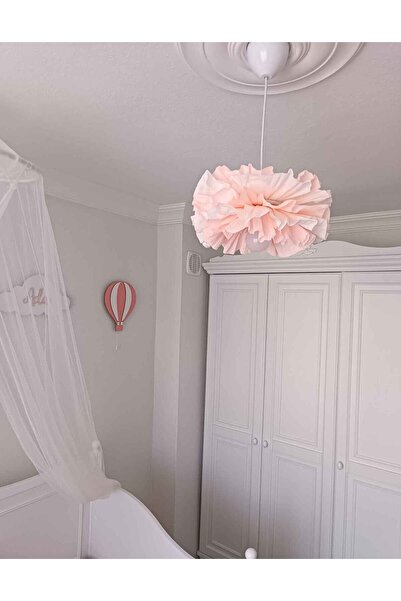 Pudra Beyaz Dekoratif Çiçek Avize – 30 cm MİDİ Boy