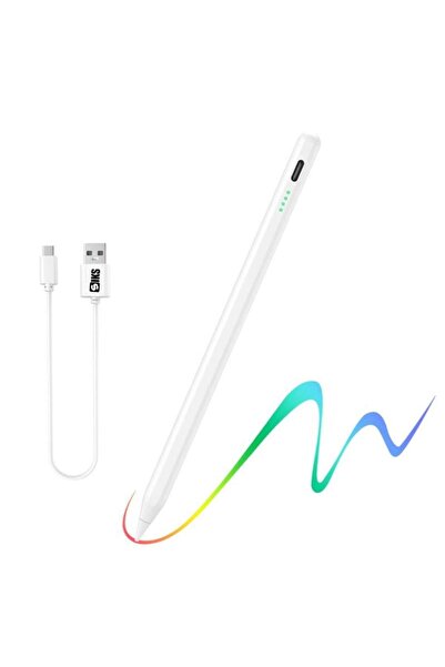 SIKS Stylus universal cu afișaj LED, 4 niveluri de baterie, încărcare USB, alb