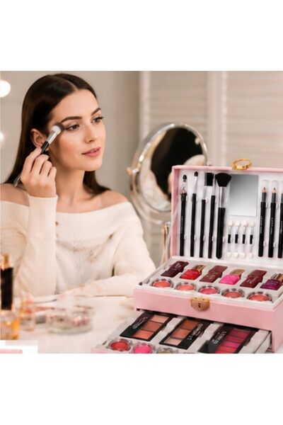 Missyoung Livongo 53-Piece Pink Makeup Kit for Women – Complete Professional Makeup Set with Eyeshadow, Blush, Lipstick, Eyeliner, Lip Pencil, Brushes & Mirror – Beauty Makeup Gift Set