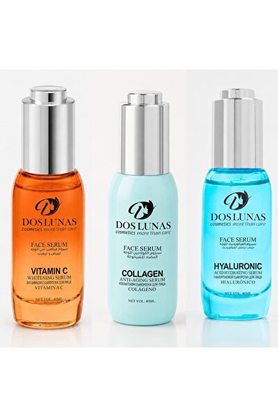 DOS LUNAS Cosmetics دوس لوناس مجموعة سيروم فيتامين سي سيروم الهيالورونيك سيرو...
