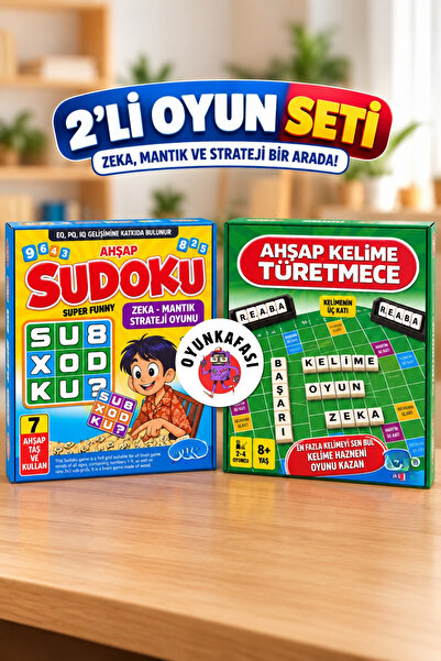 OYUNKAFASI Set of 2 Wooden Sudoku and Wooden Word Derivation 2-in-1 Intellige...