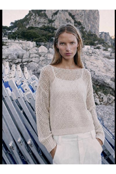 Lavinza Women's Oversize Boat Neck Openwork Sweater