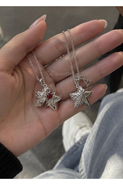 Alis Accessory İçi kalpli harfli yıldız kolye