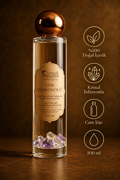 %100 Saf Itır ve Kristal İnfüzyonlu Doğal Hidrosol - Itır Çiçek Suyu 100 ml