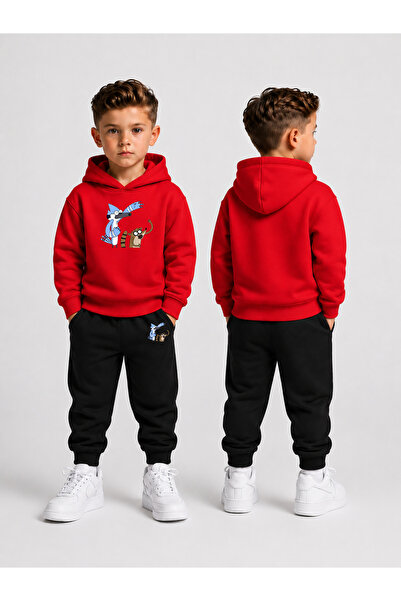 LORVEX Boy's Tracksuit Set Hooded Sweatshirt Top and Bottom Set 3 Threaded Ya...
