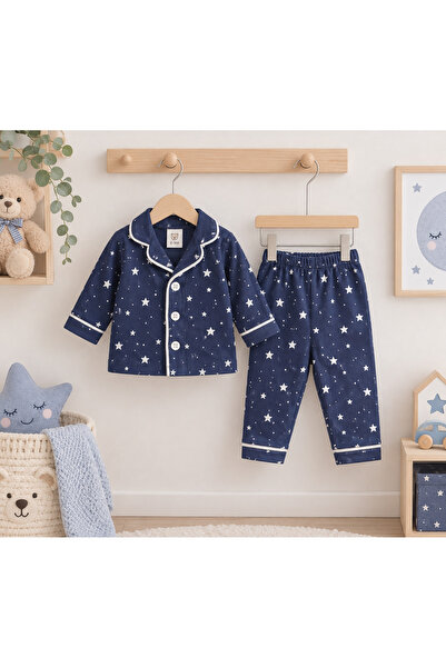 EMSTA BABY Star Patterned Long Sleeved Baby Pajama Set - 100% Cotton