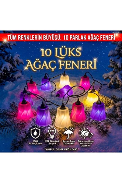 LiGO Ağaç Feneri Seti Balkon Bahçe Aydınlatması Dekoratif Su Geçirmez