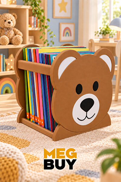 MEGBUY Ayıcık Kitaplık – Çocuk Kitap Düzenleyici ve Hikâye Kitabı Organizeri