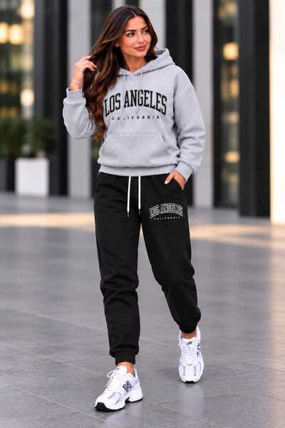 YK WEAR Set de trening unisex supradimensionat cu glugă – Poziție corporală p...