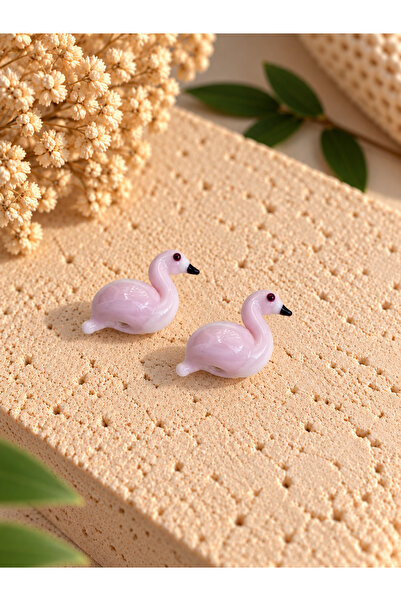 ADAMODART Handmade Murano Glass Pastel Pink Flamingo Beads (2 Pieces)
