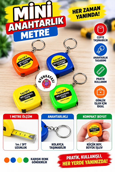 OYUNKAFASI Mini Anahtarlık Metre Oyuncağı 1 Metre – Çocuklar İçin Ölçme Keşif...