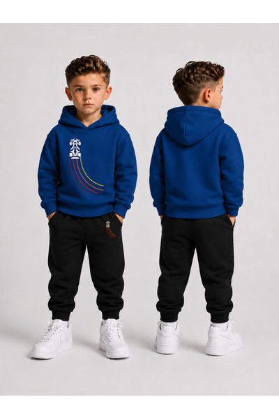 LORVEX Boy's Tracksuit Set Hooded Sweatshirt Top and Bottom Set 3 Threaded Ya...