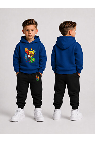 LORVEX Boy's Tracksuit Set Hooded Sweatshirt Top and Bottom Set 3 Threaded Ya...