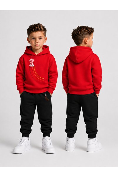 LORVEX Boy's Tracksuit Set Hooded Sweatshirt Top and Bottom Set 3 Threaded Ya...