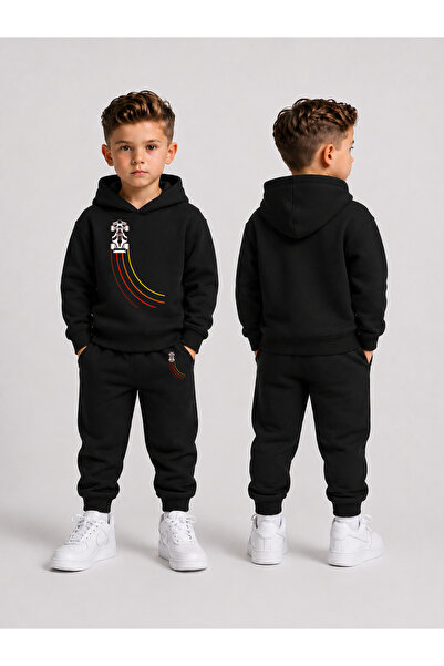 LORVEX Boy's Tracksuit Set Hooded Sweatshirt Top and Bottom Set 3 Threaded Ya...