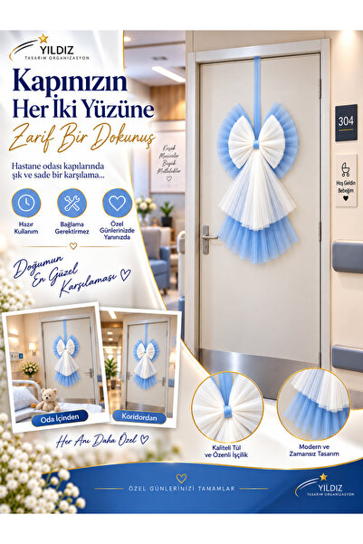 Genel Markalar Hastane Odası Kapı Süsü Tül Fiyonk – Bebek Doğum Odası İçin Ha...
