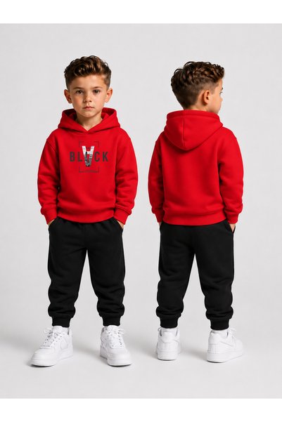 LORVEX Boy's Tracksuit Set Hooded Sweatshirt Top and Bottom Set 3 Threaded Ya...