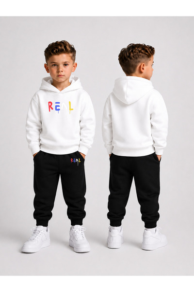 LORVEX Boy's Tracksuit Set Hooded Sweatshirt Top and Bottom Set 3 Threaded Ya...