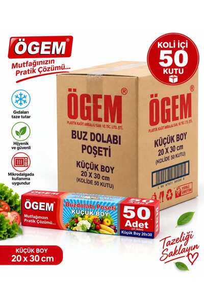 Ögem Küçük Boy Buzdolabı Poşeti 20x30 cm Paket İçi 50 Adet Kolide 50 Paket