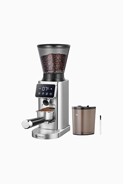 AMZCHEF Electric Coffee Grinder, 48 Levels & Portafilter, Touch Screen - Silver