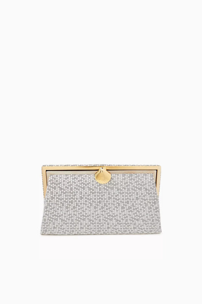 SARAH'S BAG Grace Honeycomb Clutch, Handmade & Sparkling, Seashell Clasp - White