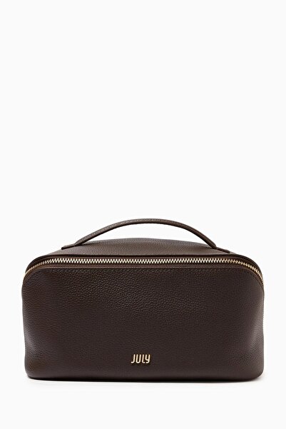 JULY Everyday Leather Care and Makeup Bag - Brown