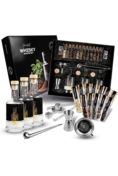 DIBYS DIY Viski Seti, 12 Doğal Baharat ve Bitki, 4 Tarif, Aksesuarlarla Tam H...