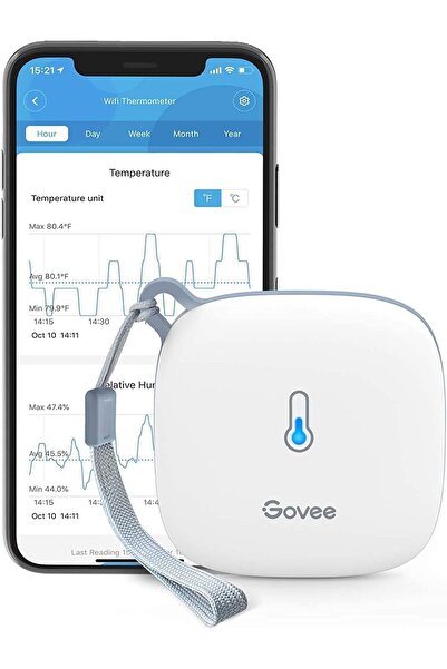 Govee Termometre ve Higrometre,Wi-Fi Bağlantılı, Uygulama Bildirimi ve Veri D...