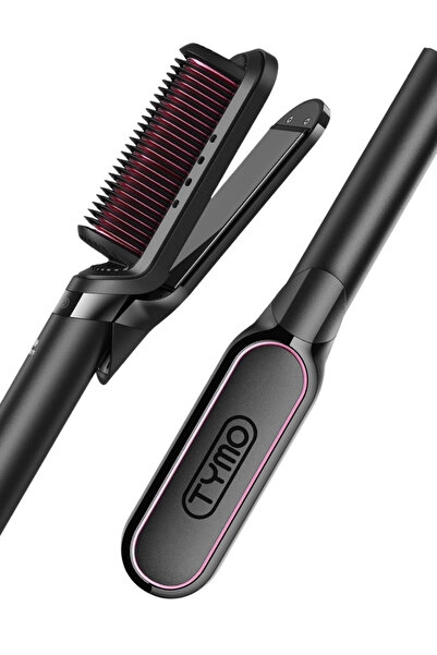 TYMO Flipro 2’si 1 Arada İyonik Saç Düzleştirici Fırça - siyah