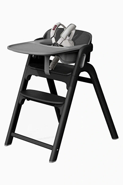 Momcozy DinerPal Doğal Ahşap 5 Kademeli Mama Sandalyesi - Beyaz - Siyah