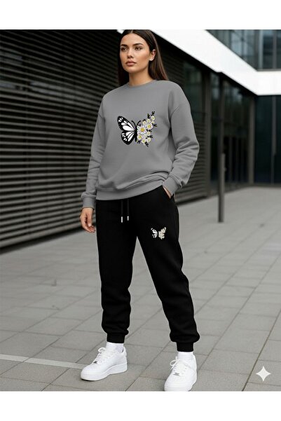 orwen life est. 2022 Women's Floral Butterfly Printed Oversize Sweatshirt & T...
