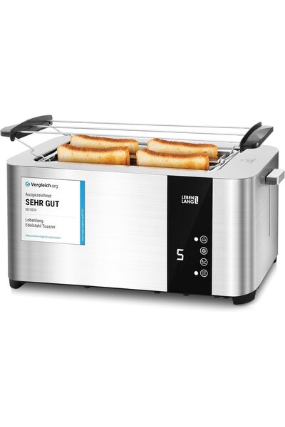LEBENLANG 4-Slice Touch Led Toaster, XXL Long Slot with Doughnut Attachment, ...