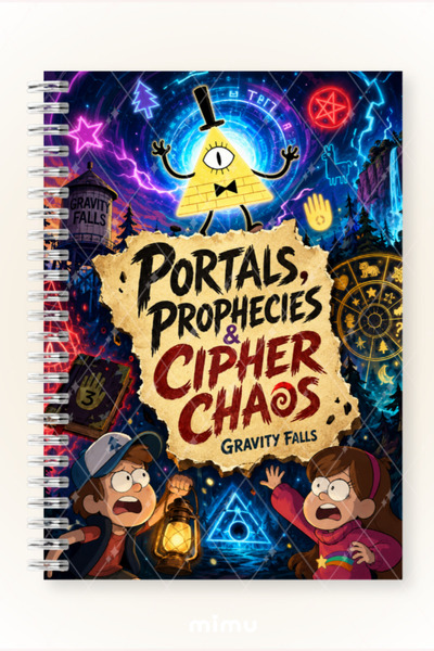 Mimu Art Studio Gravity Falls Bill Cipher ve Portal Desenli 60 Yaprak Çizgisi...