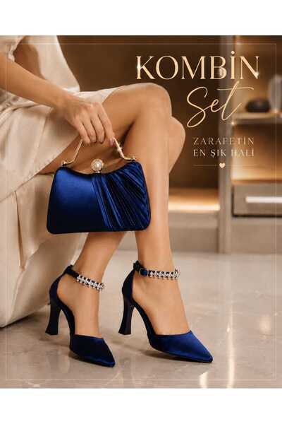 beeyzi moda Women's Stone Shoe and Bag Combination
