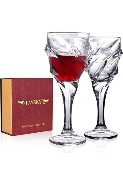paysky Set of 2 Wine Glasses, 270 ml Crystal Glass, Hand-Designed, Dishwasher...