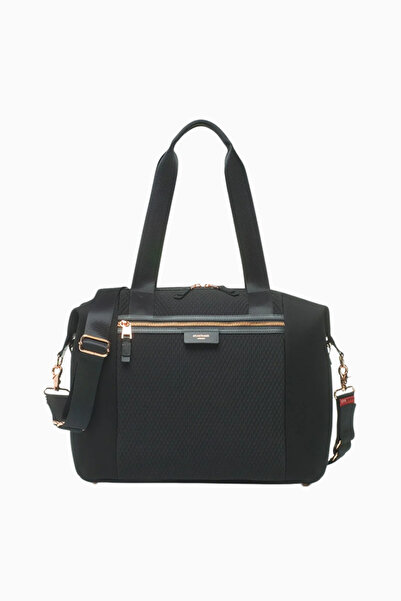 STORKSAK Stevie Luxe Leather Detailed Baby Care Bag - Black